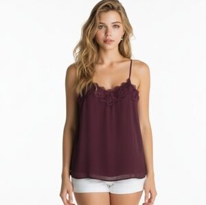 Abercrombie & Fitch Burgundy Lace Poet Core Trim Cami Top XS (21)